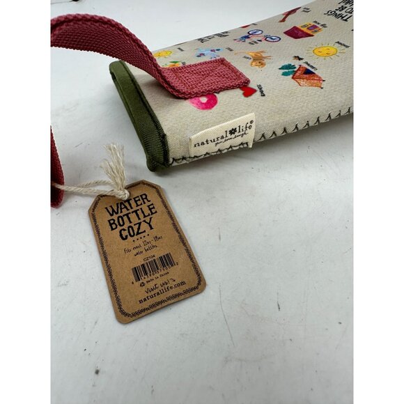 Water Bottle Cozy With Illustrations Fits 12oz-18oz Bottles Natural Life Fabric - Picture 2 of 7